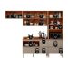 Cozinha Compacta com 2 Vidros Reflecta Ripada Proença 6 Portas 6 Gavetas Bege e Nogueira
