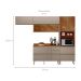Cozinha Compacta com 3 Vidros Reflecta Proença 6 Portas 6 Gavetas Bege e Nogueira