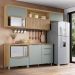 Cozinha Compacta com Nicho para Forno Marquesa 100% MDF 4 Portas 4 Gavetas Verde e Nature