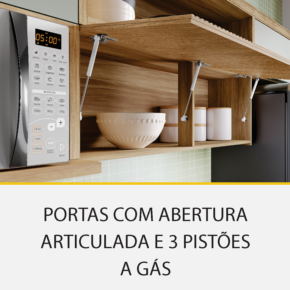Cozinha Compacta com Nicho para Forno Marquesa 100% MDF 4 Portas 4 Gavetas Verde e Nature