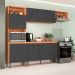 Cozinha Compacta com Tampo Malu 9 Portas 2 Gavetas Cinamomo e Grafite
