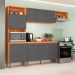 Cozinha Compacta com Tampo Malu 9 Portas 2 Gavetas Cinamomo e Grafite