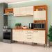 Cozinha Compacta com Tampo Malu 9 Portas 2 Gavetas Cinamomo e Off White