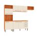 Cozinha Compacta com Tampo Malu 9 Portas 2 Gavetas Cinamomo e Off White