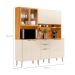 Cozinha Compacta com Vidro Amora 10 Portas 2 Gavetas Off White e Cinamomo