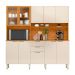 Cozinha Compacta com Vidro Amora 10 Portas 2 Gavetas Off White e Cinamomo
