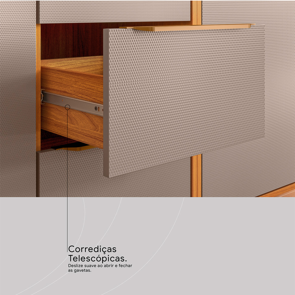 Cozinha Compacta com Vidro Reflecta Plena 7 Portas 1 Gaveta Nude e Cinamomo