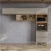 Cozinha Compacta com Vidro Reflecta Proença 5 Portas 1 Gaveta Nude e Nogueira