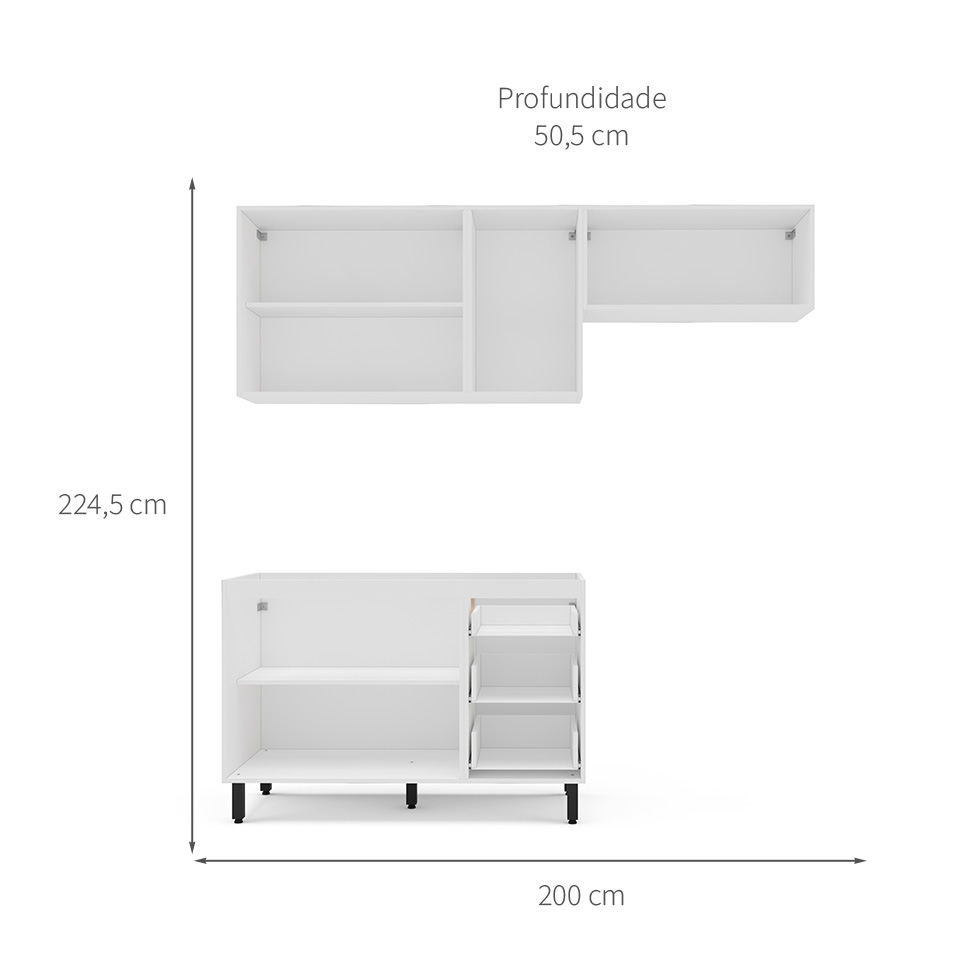 Cozinha Compacta sem Tampo Meena 6 Portas 3 Gavetas Verde e Branca