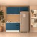 Cozinha Compacta sem Tampo com Rodapé Meena 6 Portas 3 Gavetas Azul e Branca