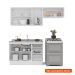 Cozinha Compacta sem Tampo com Rodapé Meena 6 Portas 3 Gavetas Creme e Branca