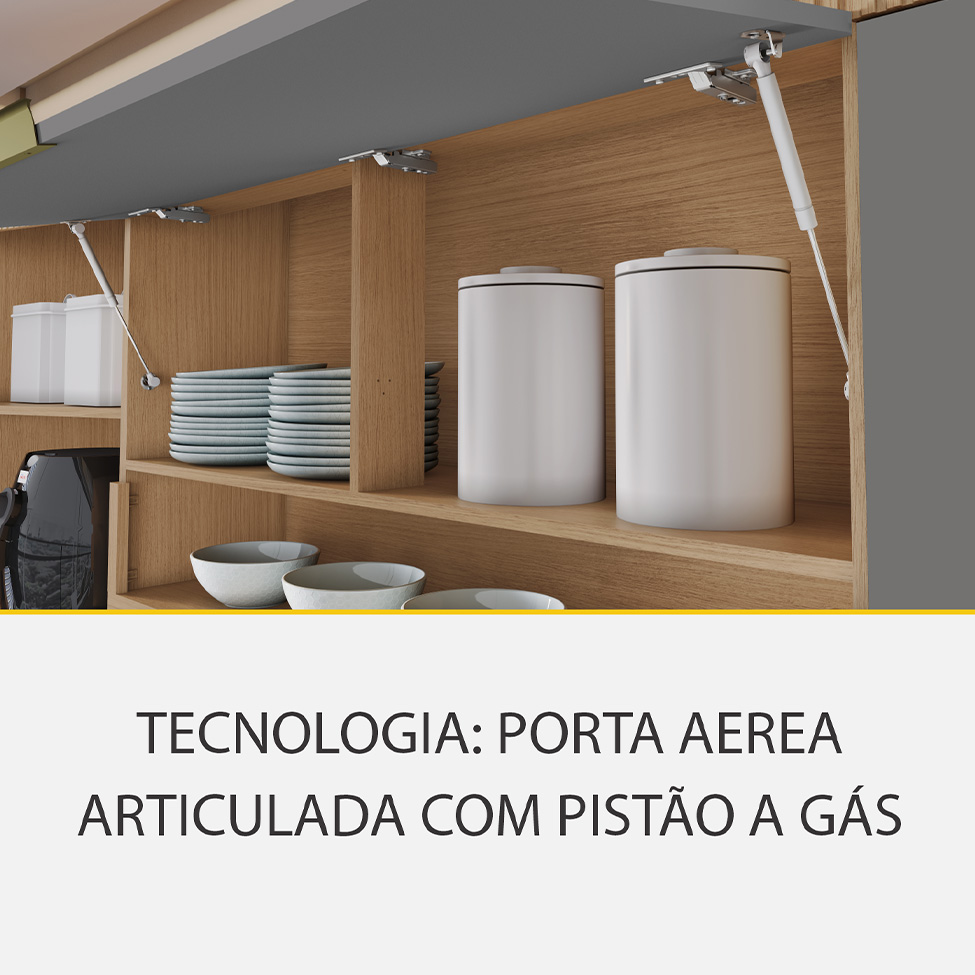 Cozinha Completa 100% MDF Realeza Premium 8 Portas 4 Gavetas Titânio e Carvalho