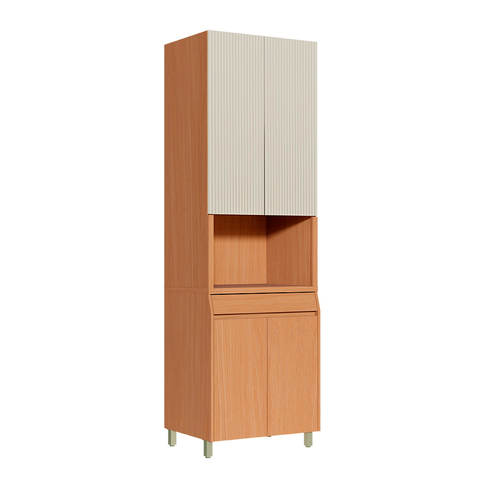 Cozinha Completa 100% MDF Simone Mendes 13 Portas 4 Gavetas Bege e Carvalho