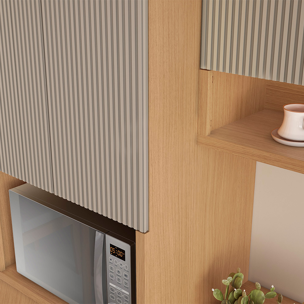 Cozinha Completa 100% MDF Simone Mendes 13 Portas 4 Gavetas Bege e Carvalho