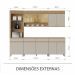 Cozinha Completa 100% MDF com Vidro Reflecta Realeza Premium 8 Portas 4 Gavetas Bege e Carvalho