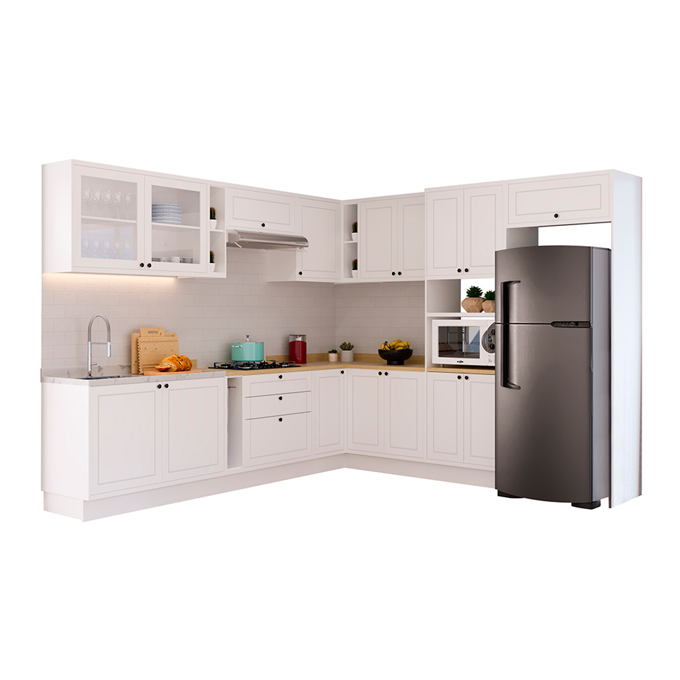 Cozinha Completa Évora 16 Portas 3 Gavetas Branco Ártico