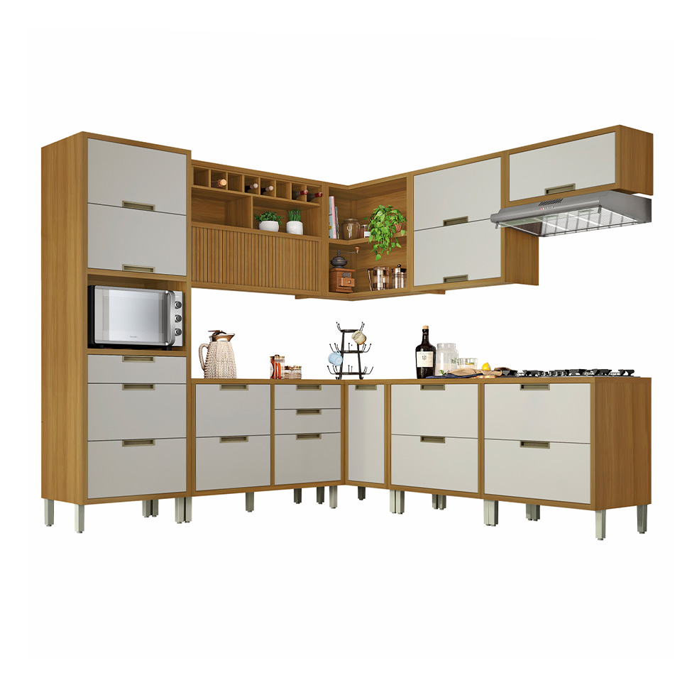 Cozinha Completa Imperatriz 10 Portas 9 Gavetas Freijó e Off White