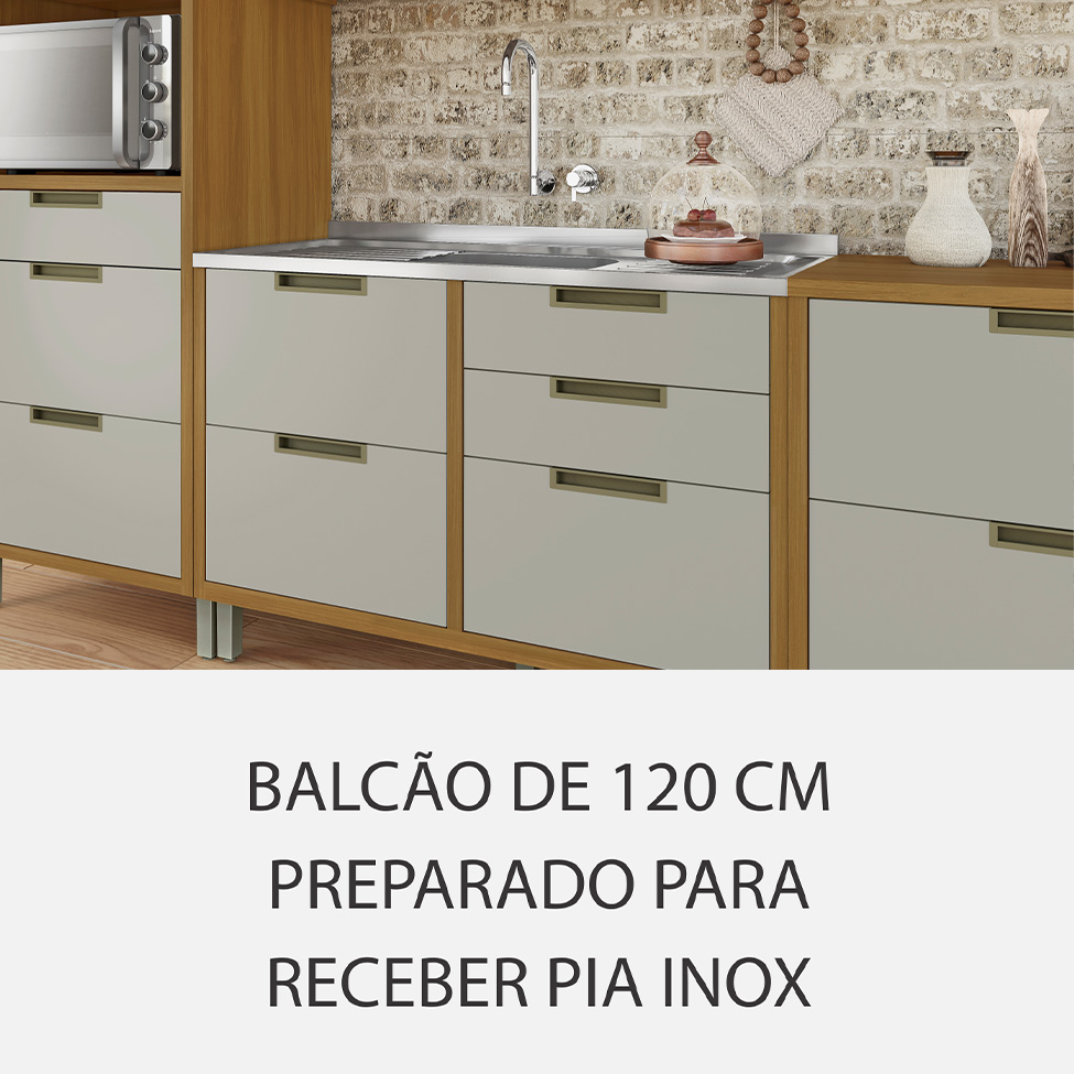 Cozinha Completa Imperatriz 10 Portas 9 Gavetas Freijó e Off White