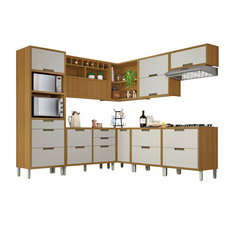 Cozinha Completa Imperatriz 9 Portas 9 Gavetas Freijó e Off White