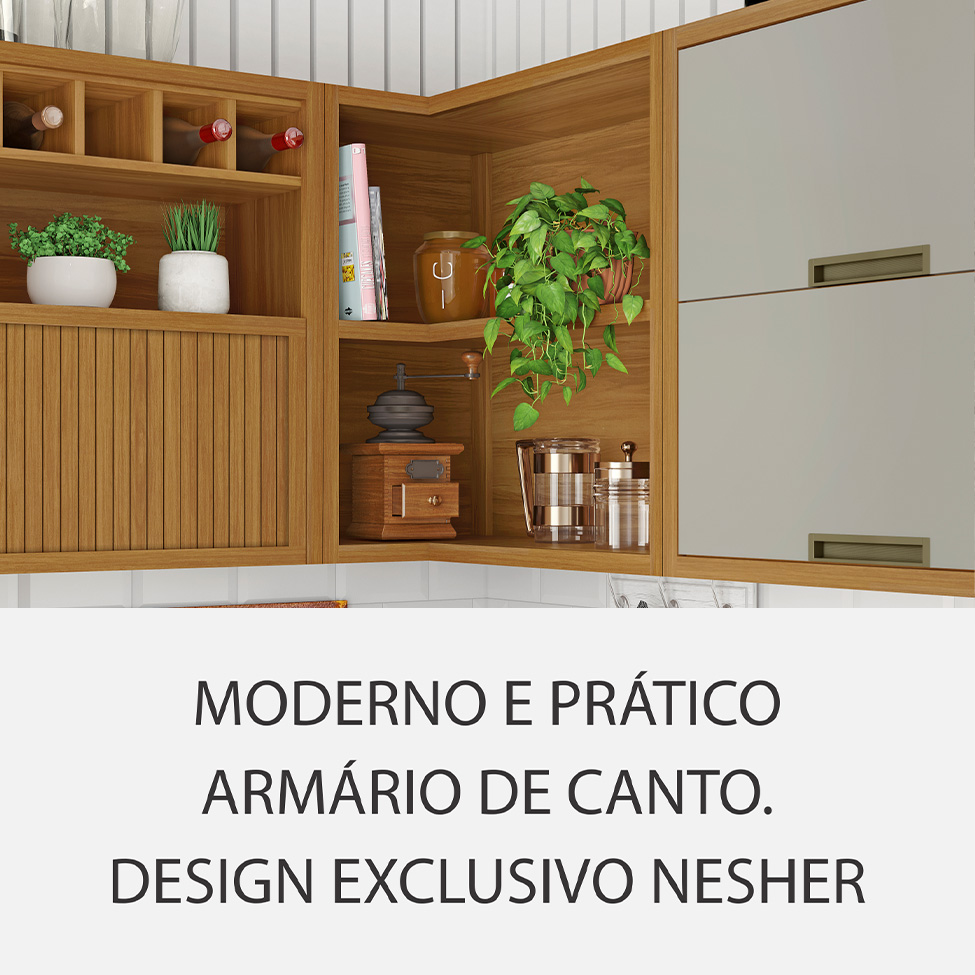 Cozinha Completa Imperatriz 9 Portas 9 Gavetas Freijó e Off White