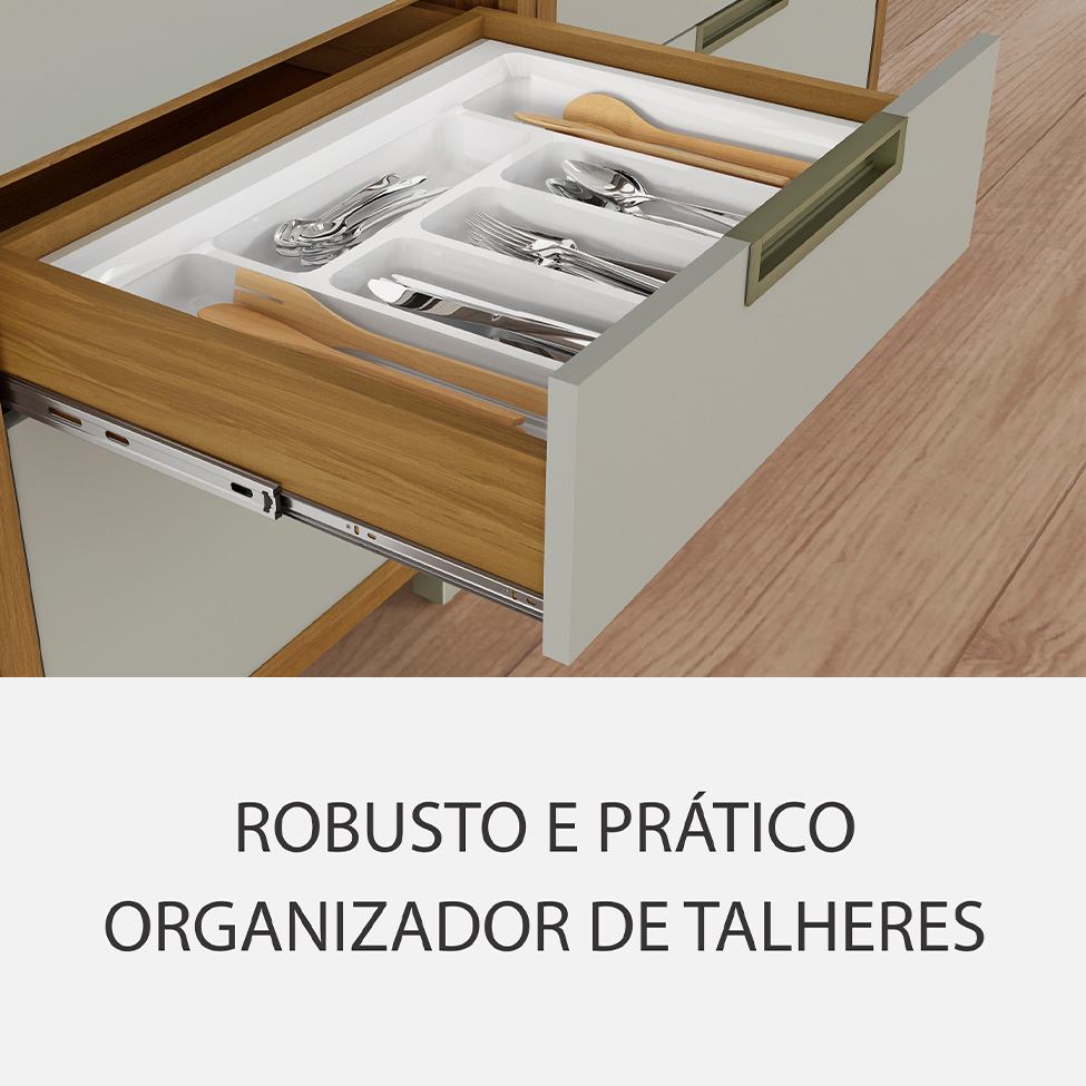 Cozinha Completa Imperatriz 9 Portas 9 Gavetas Freijó e Off White