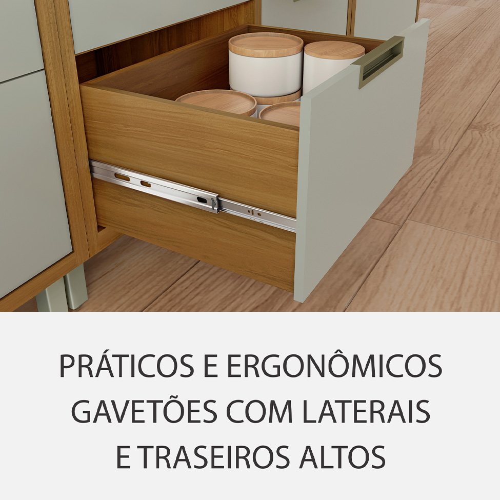 Cozinha Completa Imperatriz 9 Portas 9 Gavetas Freijó e Off White