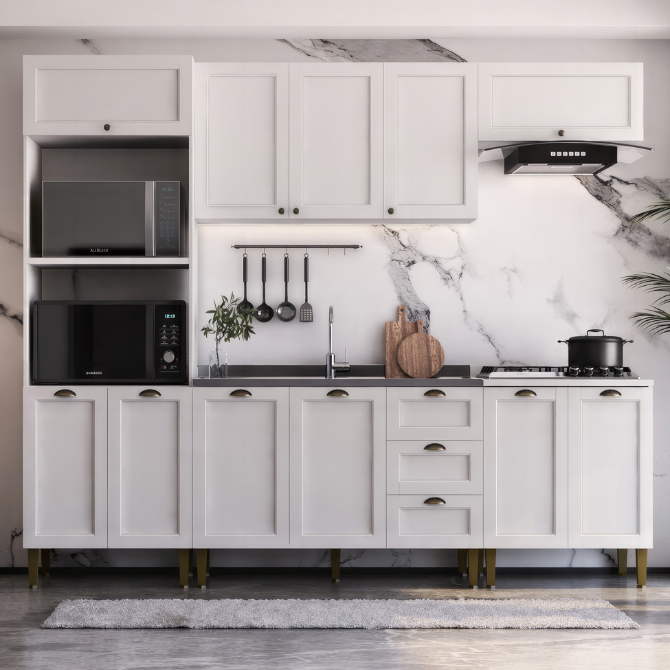 Cozinha Completa Lavanda 10 Portas 3 Gavetas Branca