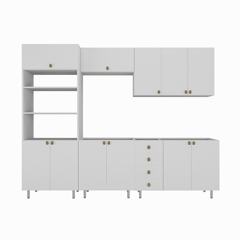 Cozinha Completa Maranello 100% MDF 11 Portas 4 Gavetas Branco