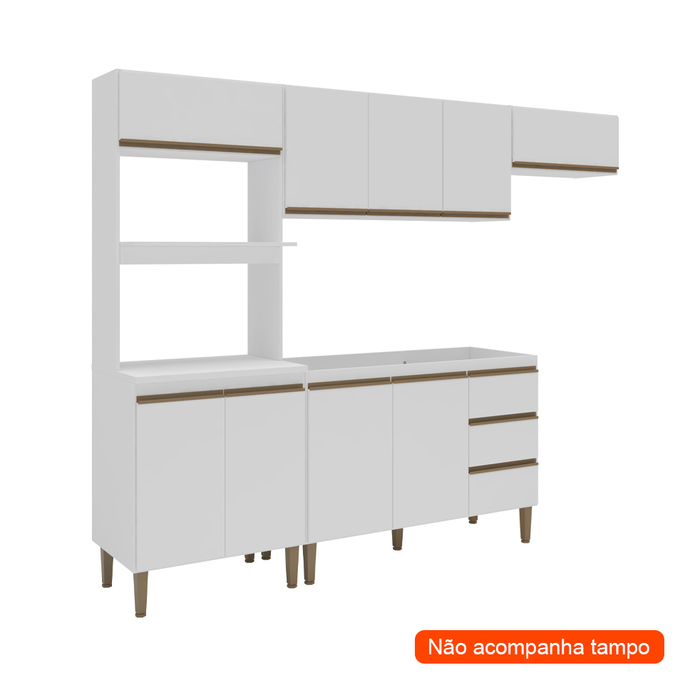 Cozinha Completa Margarida 9 Portas 3 Gavetas Branca