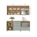 Cozinha Completa Marquesa I com Ilha 100% MDF 4 Portas 7 Gavetas Verde e Nature