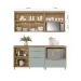 Cozinha Completa Marquesa II com Ilha 100% MDF 4 Portas 7 Gavetas Verde e Nature