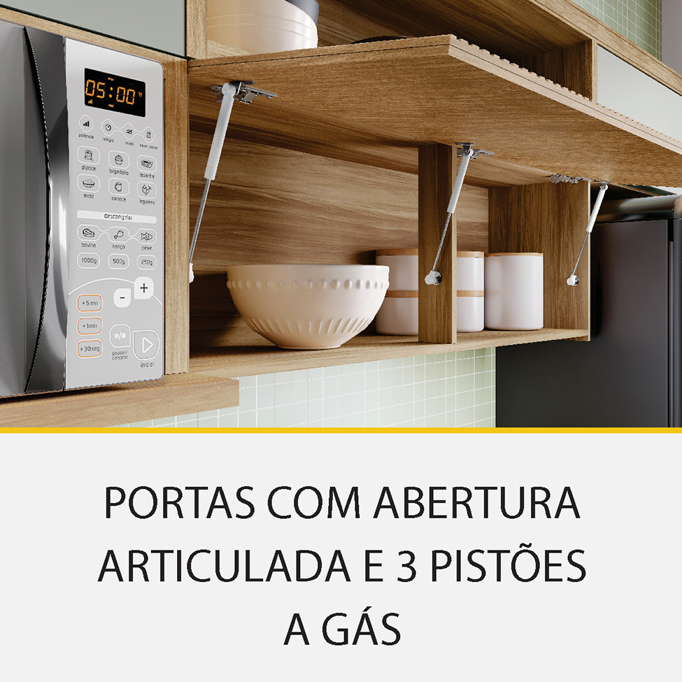 Cozinha Completa Marquesa II com Ilha 100% MDF 4 Portas 7 Gavetas Verde e Nature