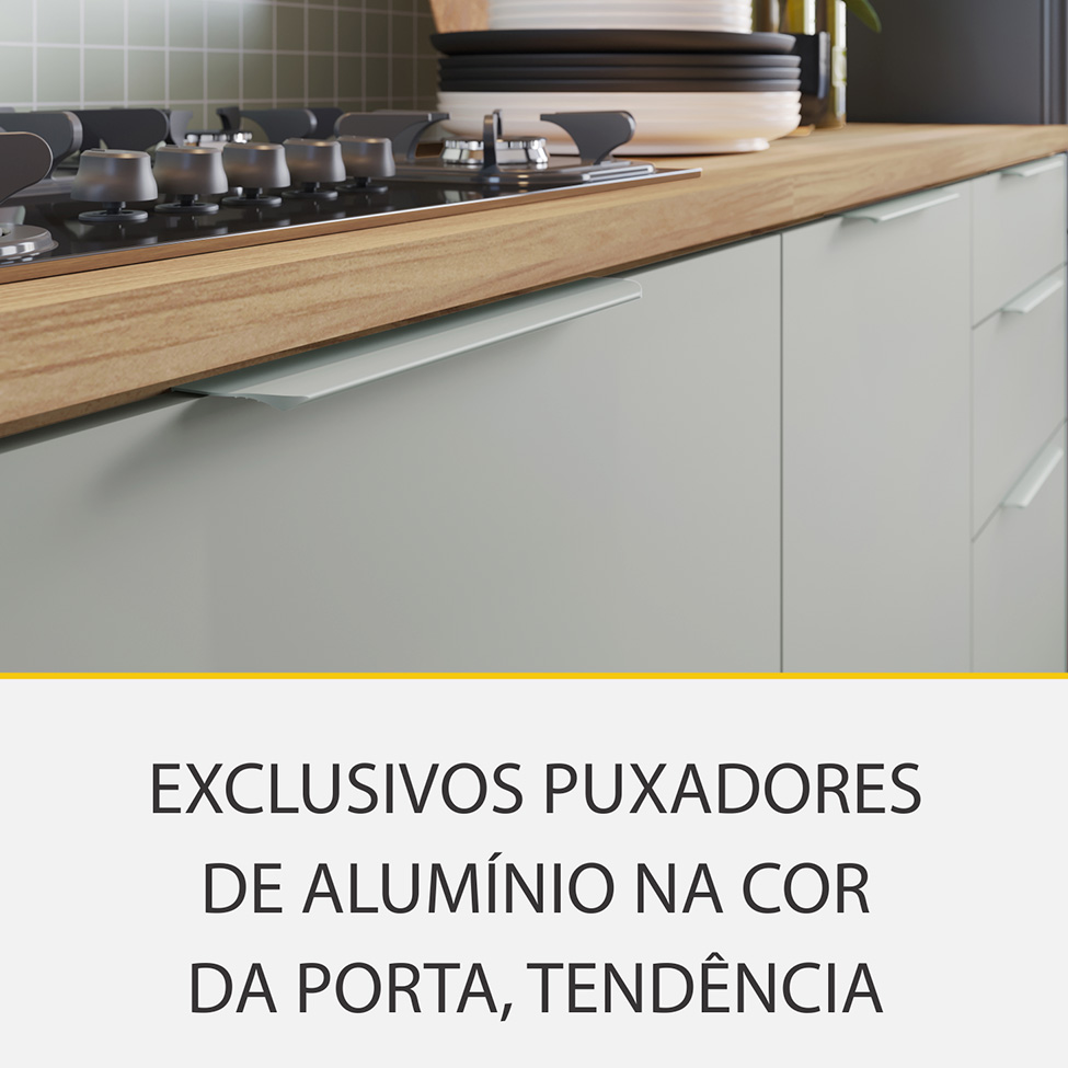 Cozinha Completa Marquesa II com Ilha 100% MDF 4 Portas 7 Gavetas Verde e Nature
