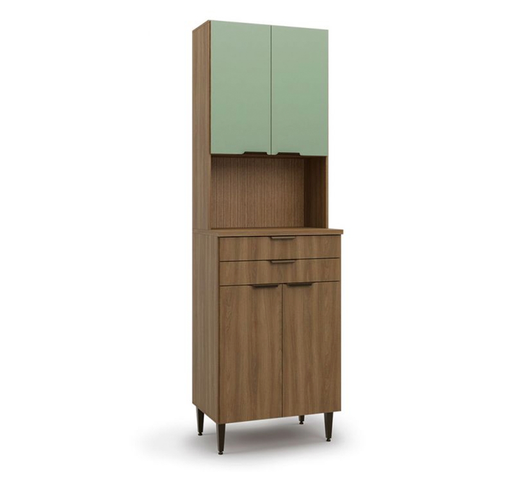 Cozinha Completa Paris 12 Portas 8 Gavetas Nogal e Verde