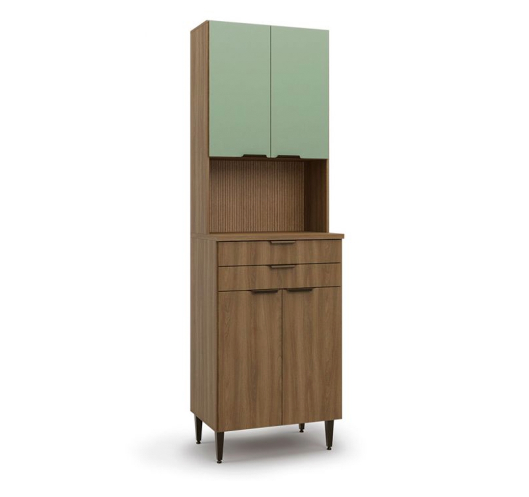 Cozinha Completa Paris 13 Portas 5 Gavetas Nogal e Verde