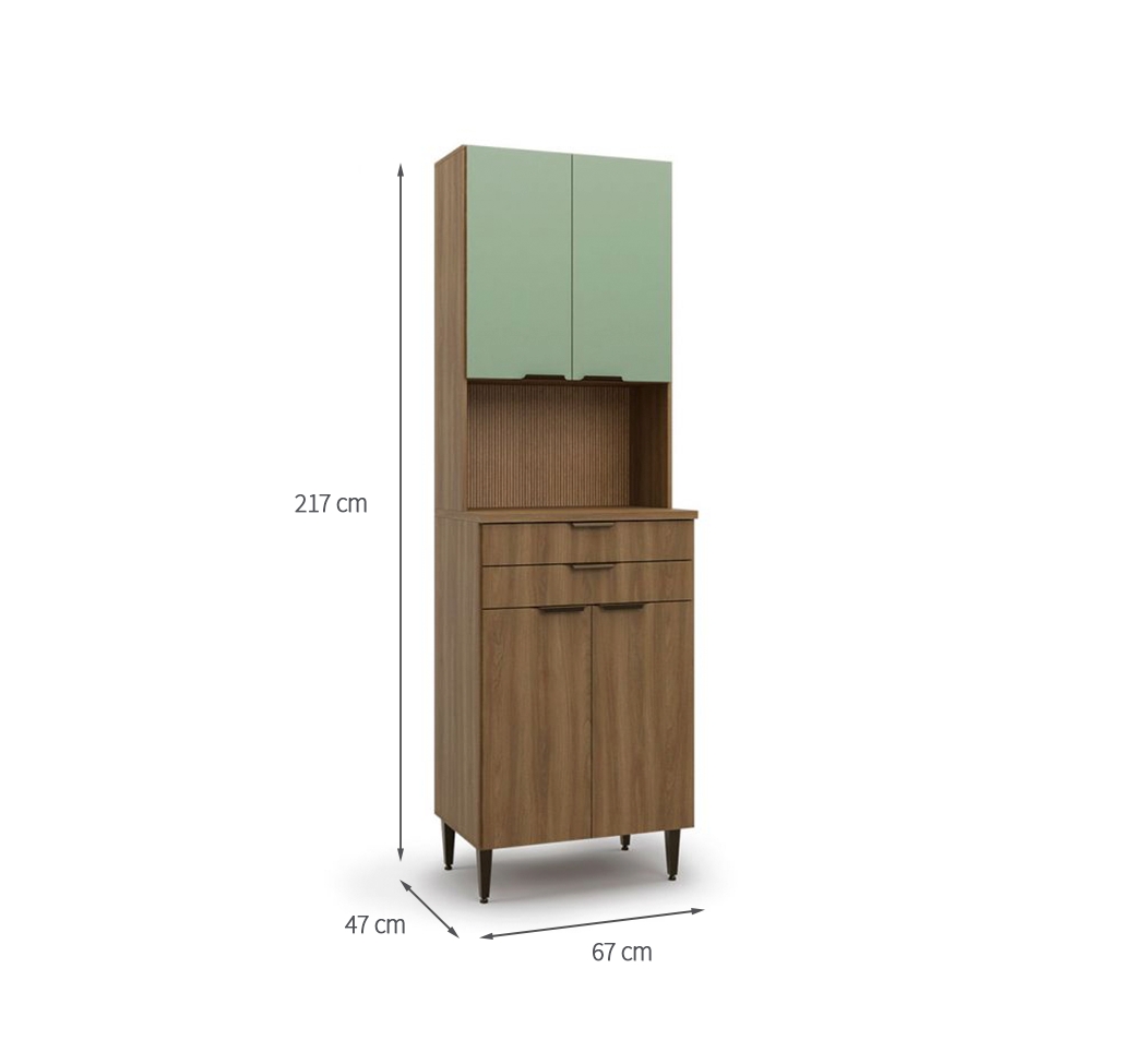 Cozinha Completa Paris 13 Portas 8 Gavetas Nogal e Verde