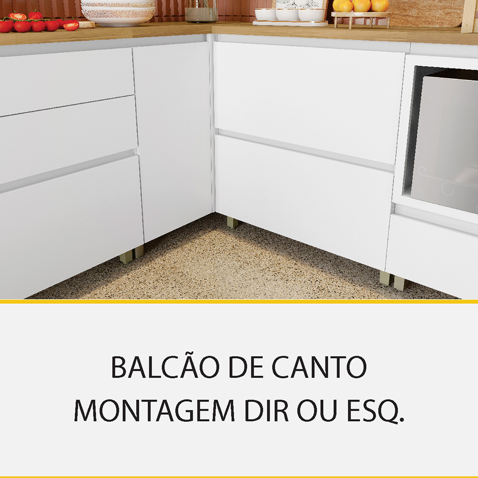 Cozinha Completa Rainha 100% MDF 12 Portas 8 Gavetas Branca e Nature