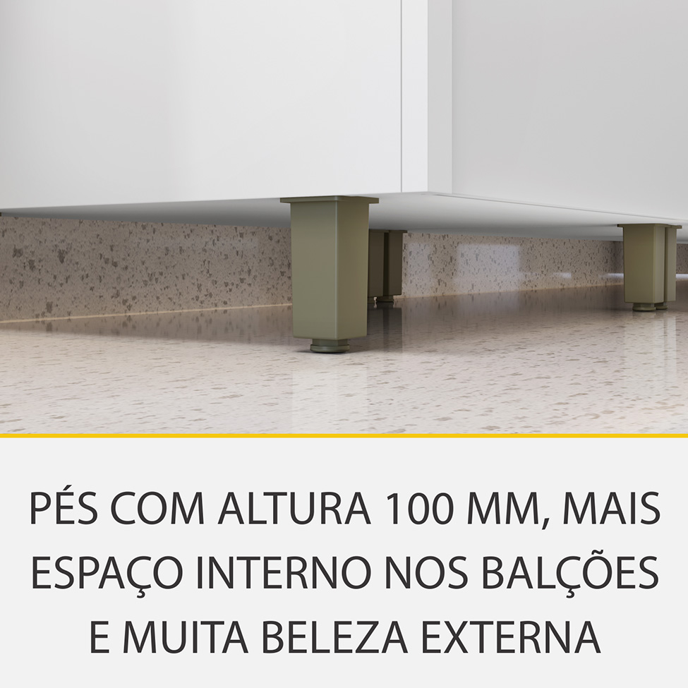 Cozinha Completa Rainha 100% MDF 12 Portas 8 Gavetas Branca e Nature