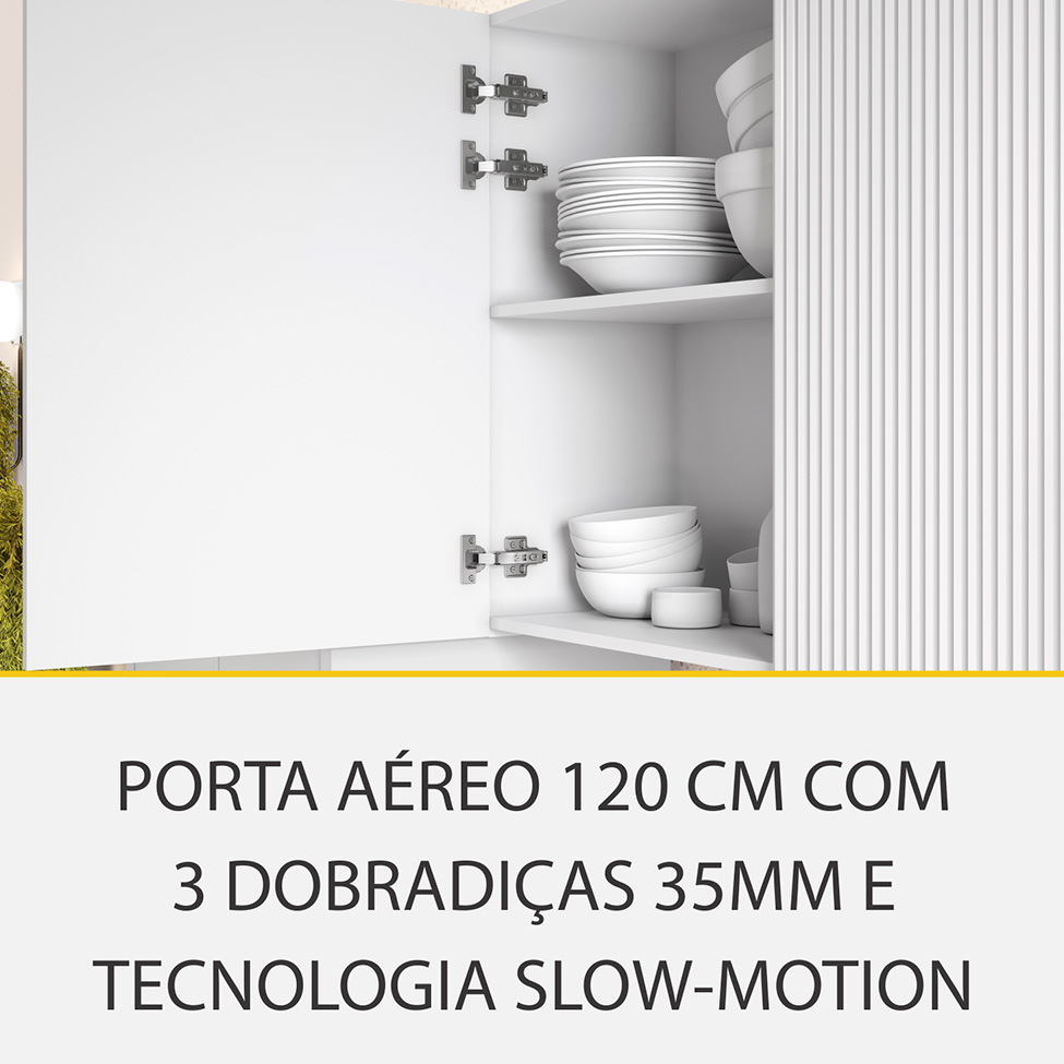Cozinha Completa Rainha 100% MDF 12 Portas 8 Gavetas Branca e Nature
