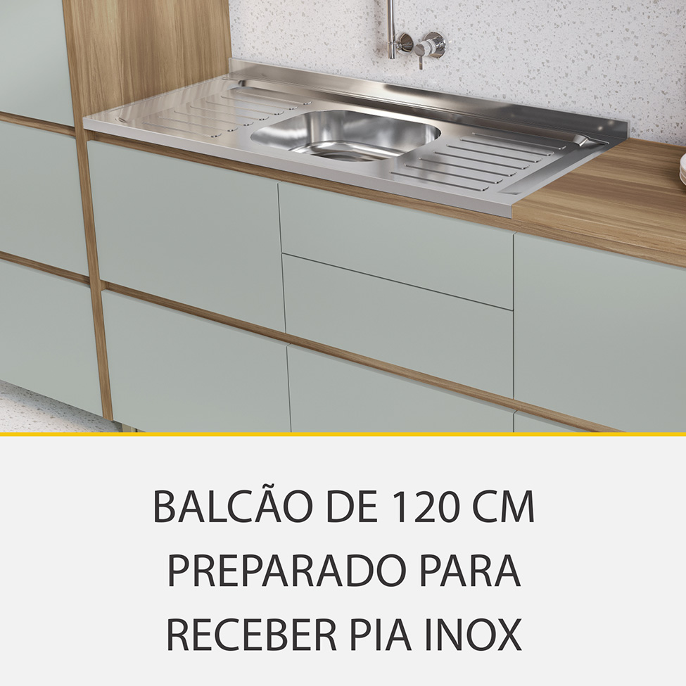 Cozinha Completa Rainha 100% MDF 12 Portas 8 Gavetas Verde e Nature