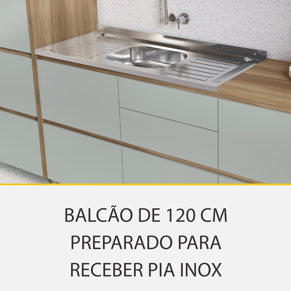 Cozinha Completa Rainha com Ilha 100% MDF 10 Portas 8 Gavetas Verde e Nature