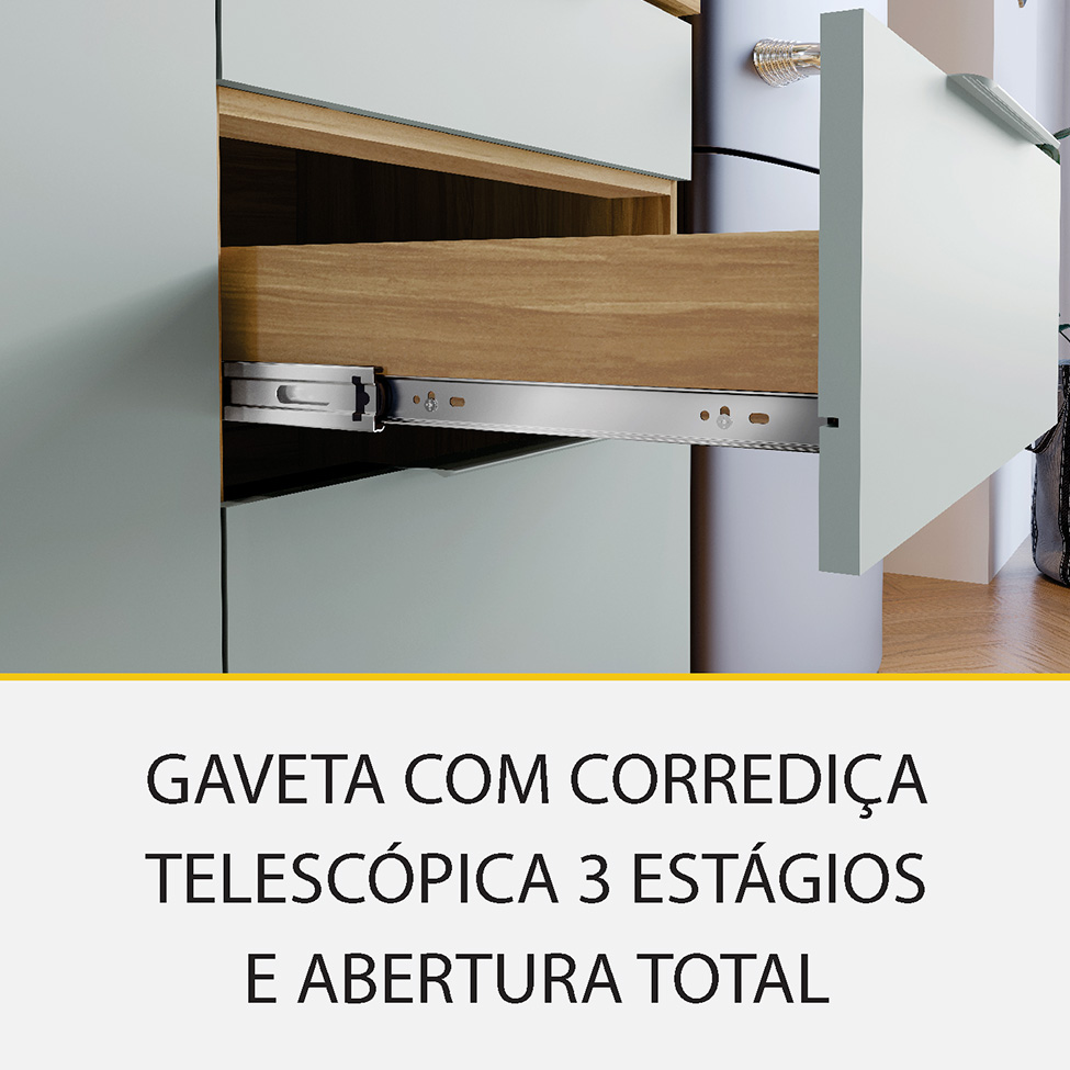 Cozinha Completa Rainha com Ilha 100% MDF 7 Portas 7 Gavetas Verde e Nature