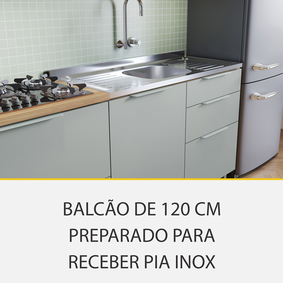 Cozinha Completa Rainha com Ilha 100% MDF 7 Portas 7 Gavetas Verde e Nature