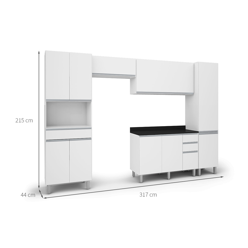 Cozinha Completa Top Class 10 Portas 3 Gavetas Branca