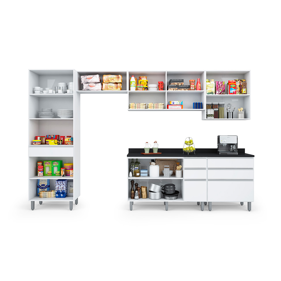 Cozinha Completa Top Class 10 Portas 6 Gavetas Branca