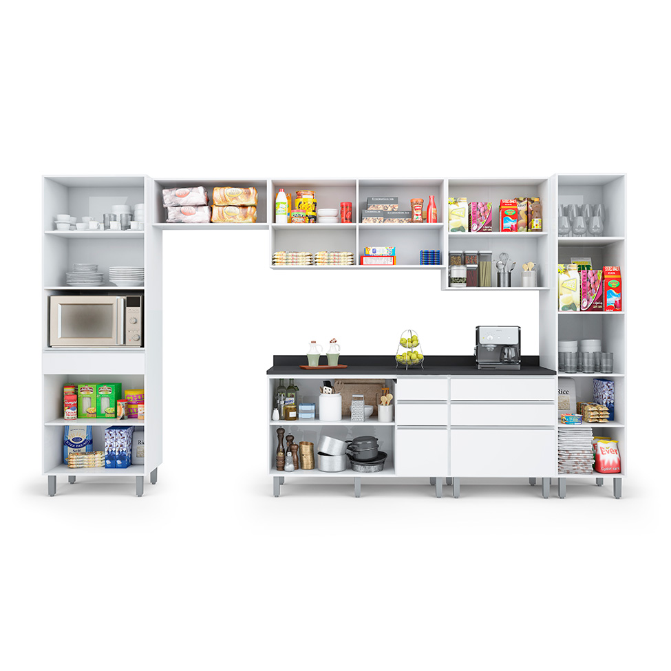 Cozinha Completa Top Class 12 Portas 6 Gavetas Branca