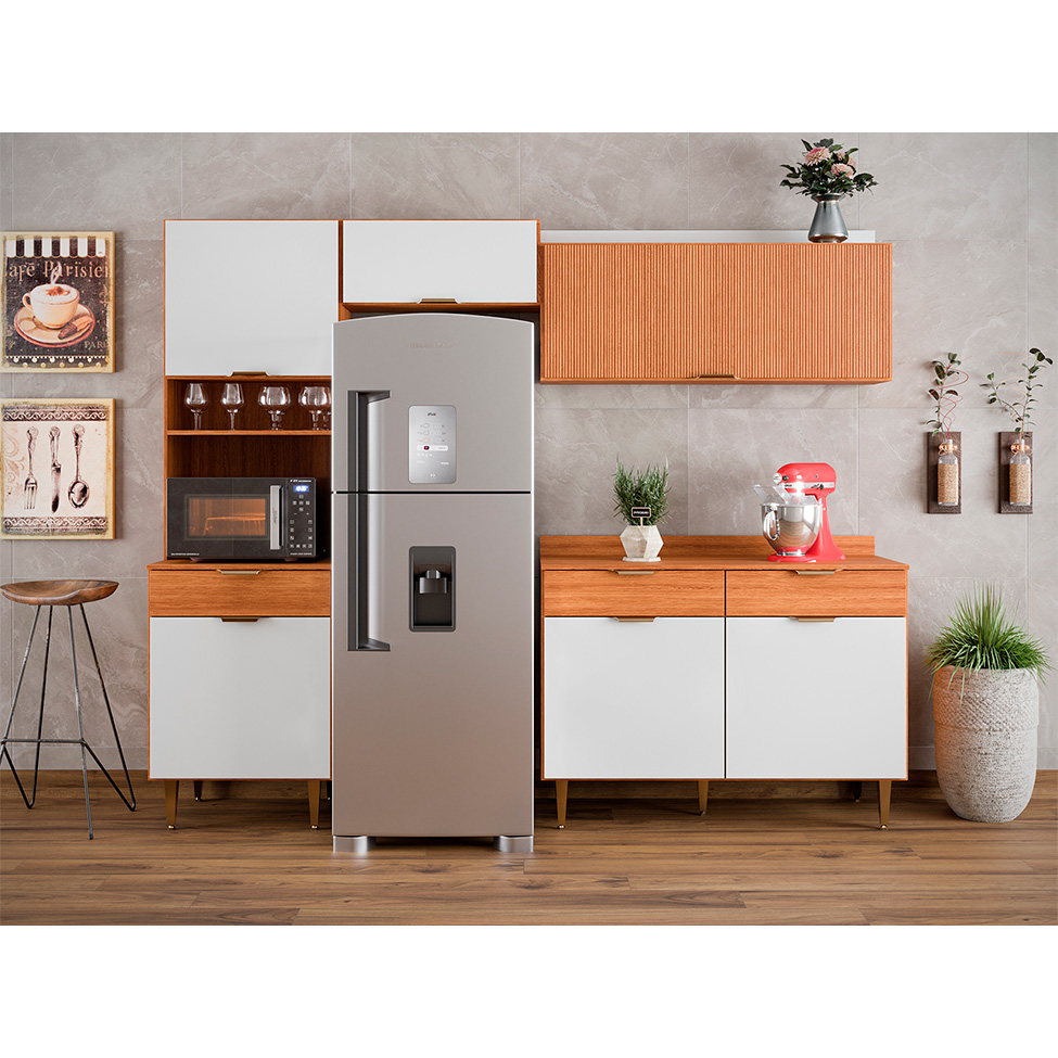 Cozinha Completa Vitória 6 Portas 3 Gavetas Freijó e Off White