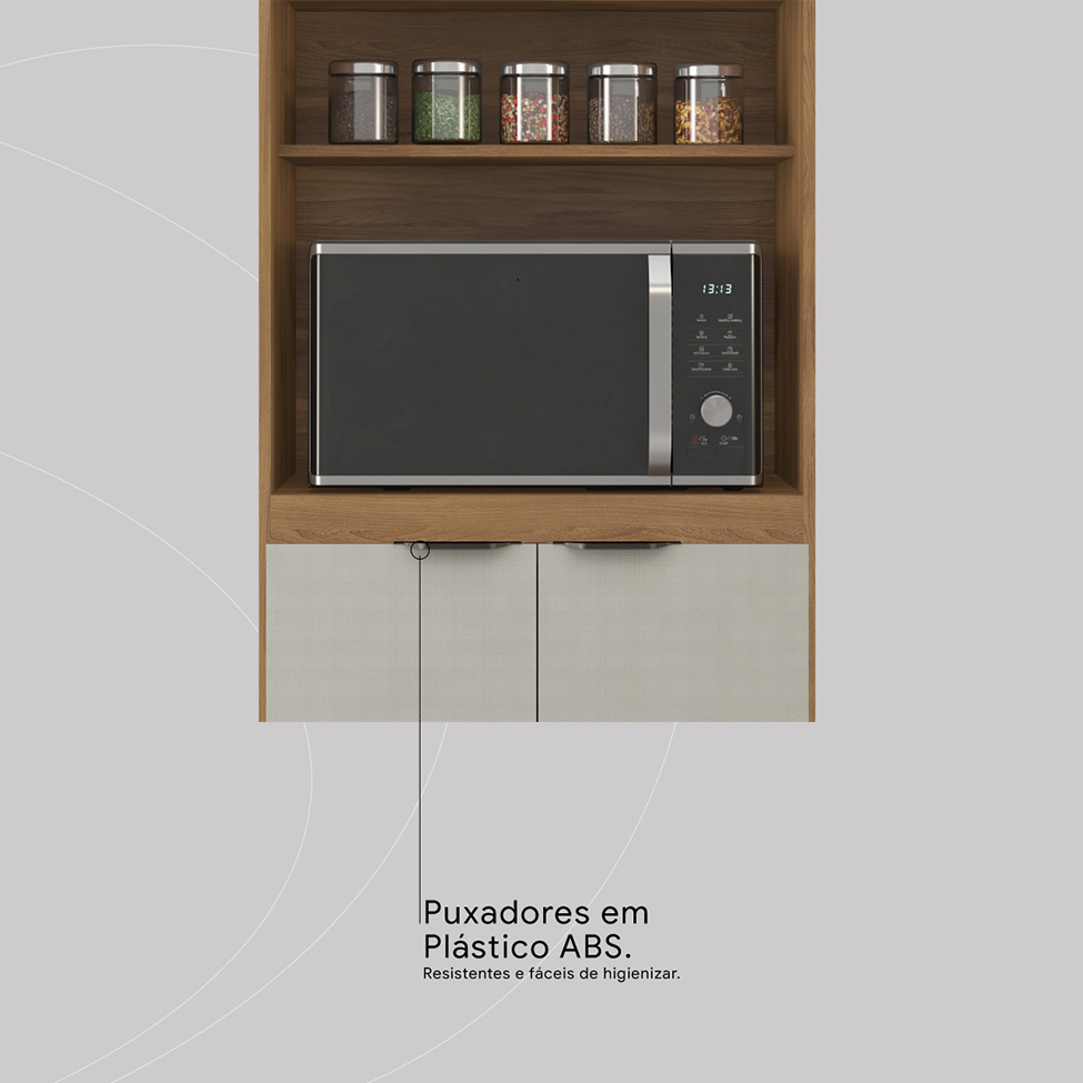 Cozinha Completa com Tampo Firenze 13 Portas 2 Gavetas Amêndola e Bege