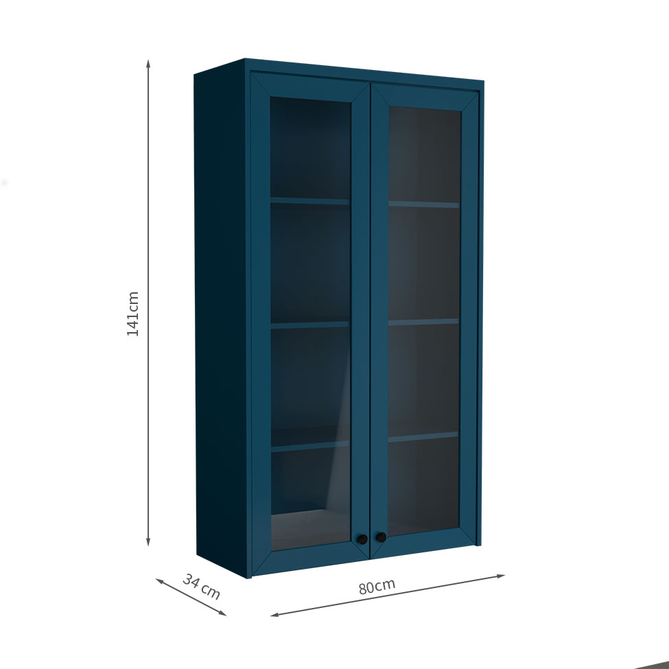 Cristaleira Évora com Vidro 2 PT Azul Orion