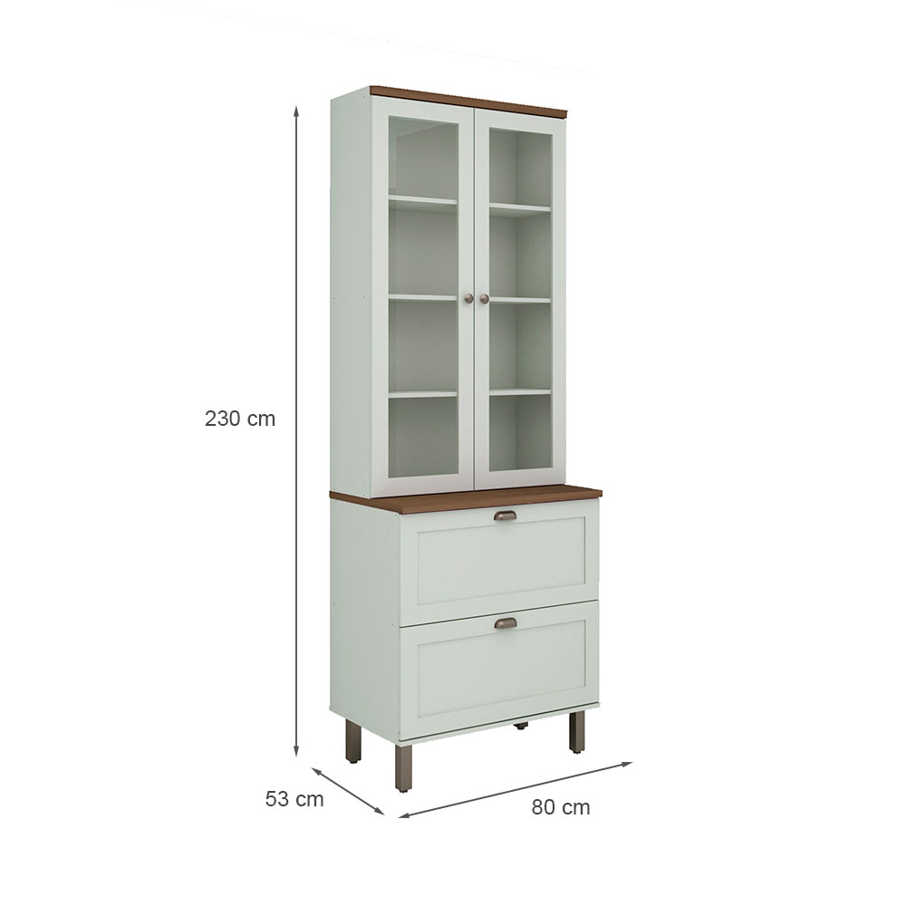 Cristaleira Iluminata com Vidro 4 Portas Verde Mint
